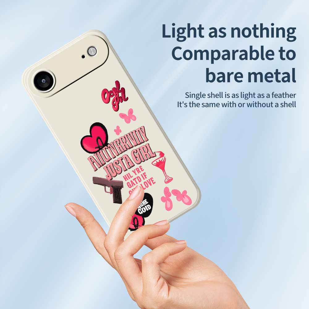For iPhone 17 Air Case Pink Elements Pattern Printing Straight Edge TPU Phone Back Cover