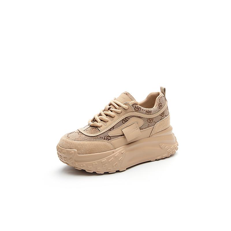 Daddy shoes special canvas women's 2025 spring new casual shoes French round head thick sole heightening casual sports shoes