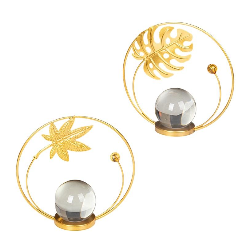 Fine Craftsmanship Leaf Ball Ornaments Non-slip Rust-proof Crystal Ball Table Decoration Vivid Details Artwork