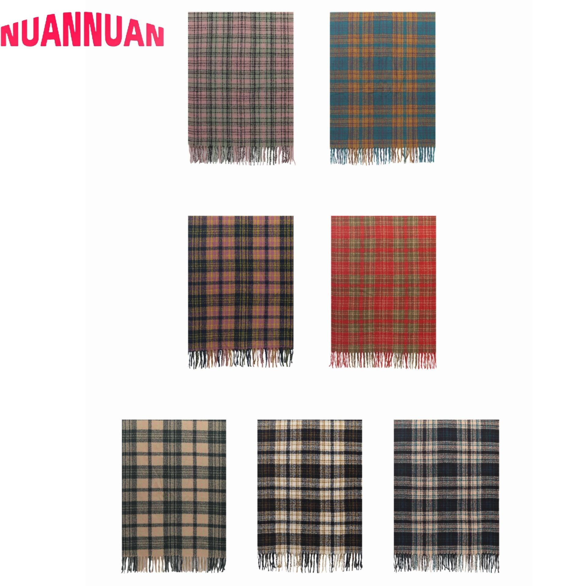

Autumn and winter new imitation cashmere atmosphere plaid shawl scarf winter warm versatile premium scarf 180cm*65cm 250g темно-синього кольору