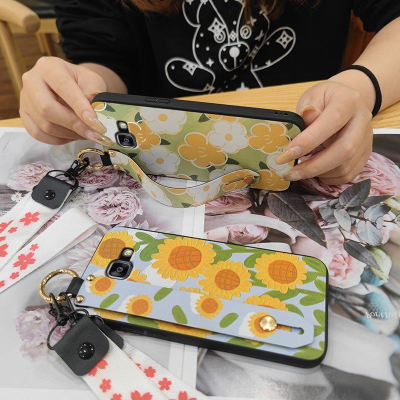 Back Cover Wristband Phone Case For Samsung Galaxy A510/A5 2016/SM-A510F Anti-dust Kickstand Waterproof Flower Durable