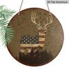 2D Flat, 1pc Round American Flag Deer Aluminum Hanging Sign, Vintage Patriotic Buck Hunting Design, Rustic Metal Wall Decor, Perfect for 4th of July