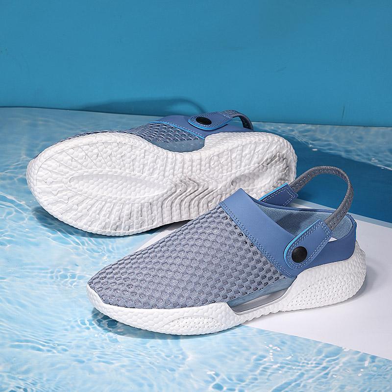 Men's Large Size 45 Slip-On Sandals Half Slippers Student Clog Head Cover Beach Shoes Cold Adhesive Sandals Hollow-out Summer