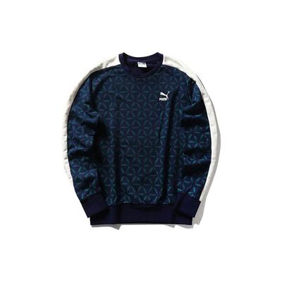 Puma Printed Crew Neck Sweatshirt Men Tops Blue 579707-02