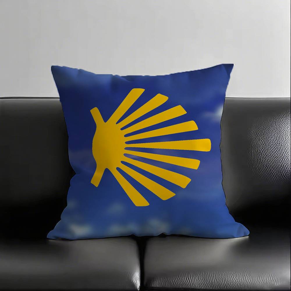 

1pc Yellow Camino De Santiago Scallop Pillow Case Square Bedroom Sofa Leisure Comfort Cushion Car Living Room Home Decoration 16x16Inch