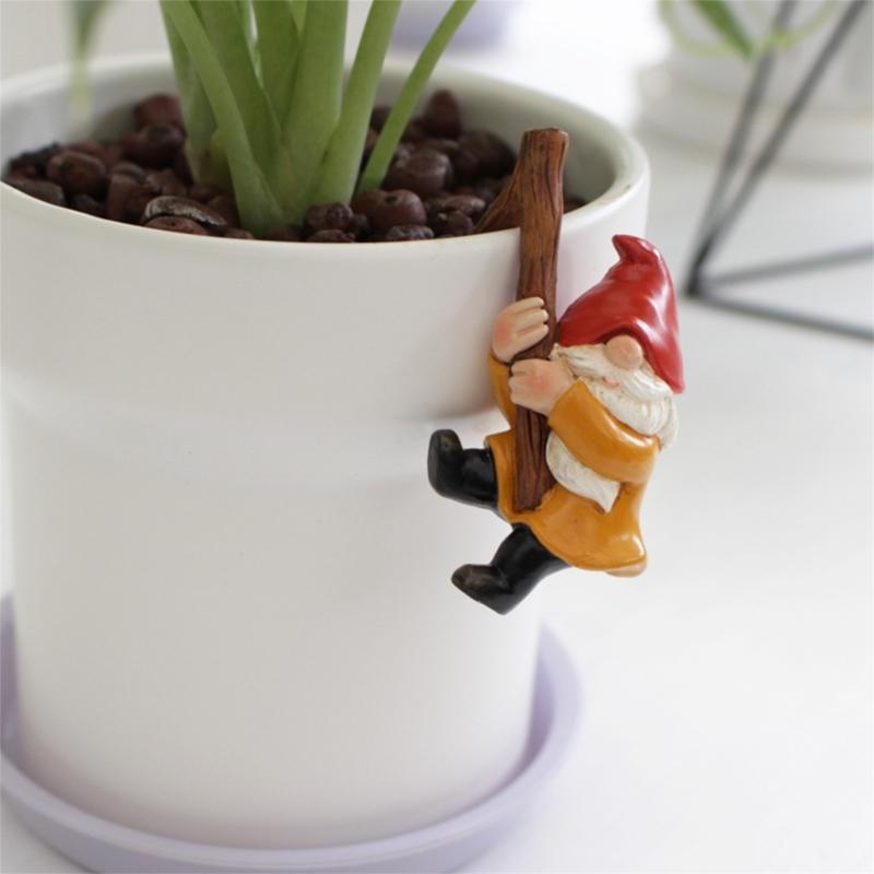 3PCS Flower Pots Ornaments Cartoon Gnome Resin Figurines Decoration Gift Flower Pots Decors for Home School Office