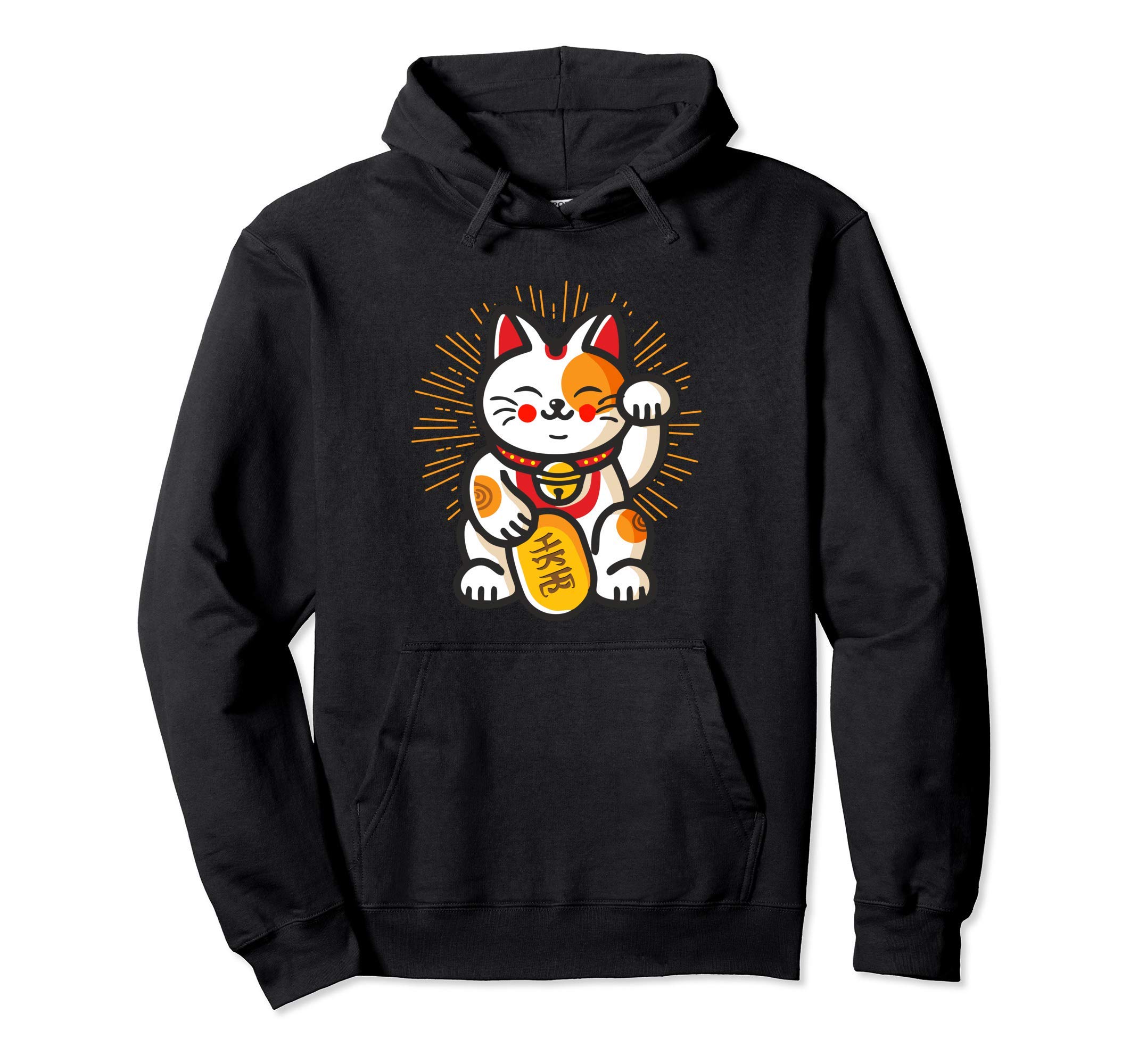 Japanese Money Cat Lucky Feline Puss Luck Charm Hoodie Maneki-Neko чёрный
