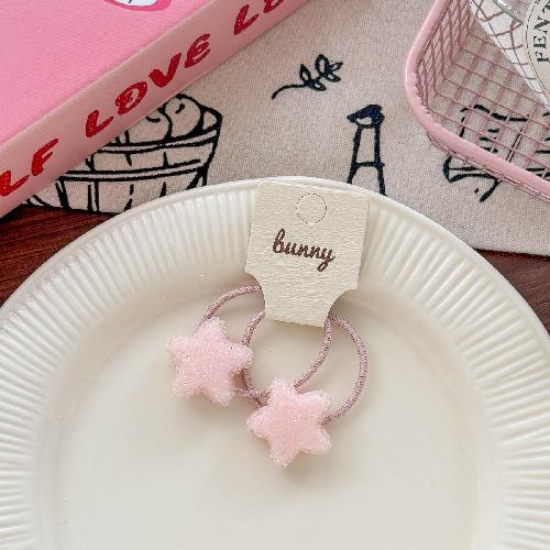 Korean style shiny five-pointed star hairpin hair ring simple and high-end sense of girls flashing diamond hairpin double ponytail head rope