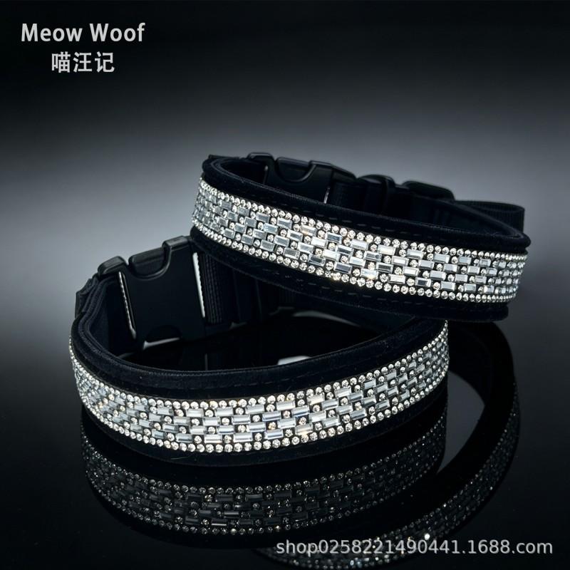 Luxury Velvet Dog Collar With Shiny Rhinestones Small Medium Large Dogs Schnauzer Whippet Dachshund Chihuahua
