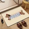 Cartoon Cat Dog Carpet Mat Rug Striped Design with Cute Inspirational Text Home Decoration Floor Mat Floor Door Mat Welcome Mat