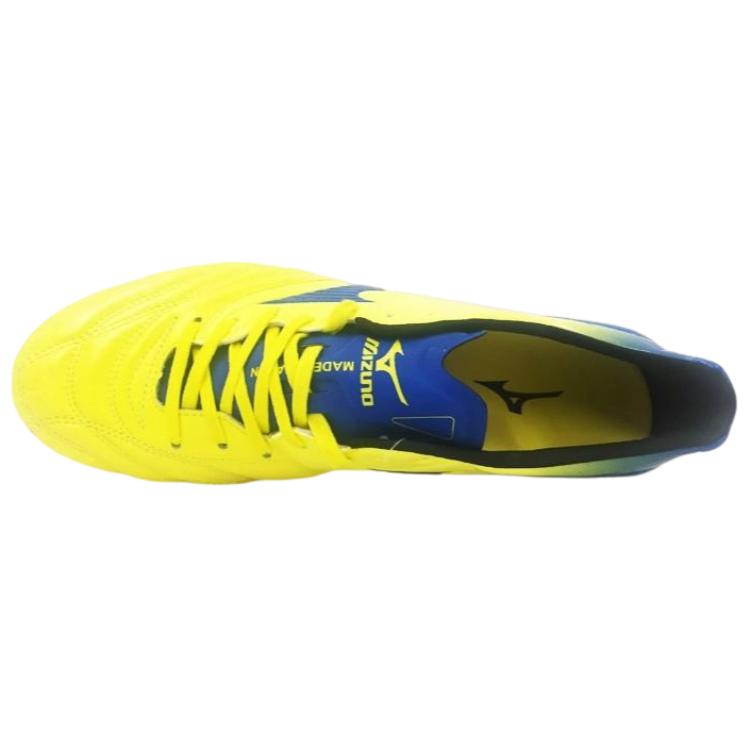 Mizuno Monarcida JP Comfortable Versatile Kangaroo Leather Soccer Shoes Unisex Soccer Shoes Yellow Blue P1GA162045