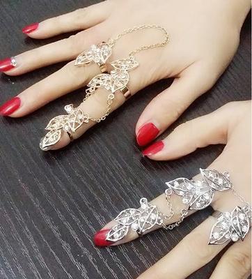 Exquisite Rhinestone Leaf Knuckle Ring: Luxury European & American Women's Fashion Jewelry