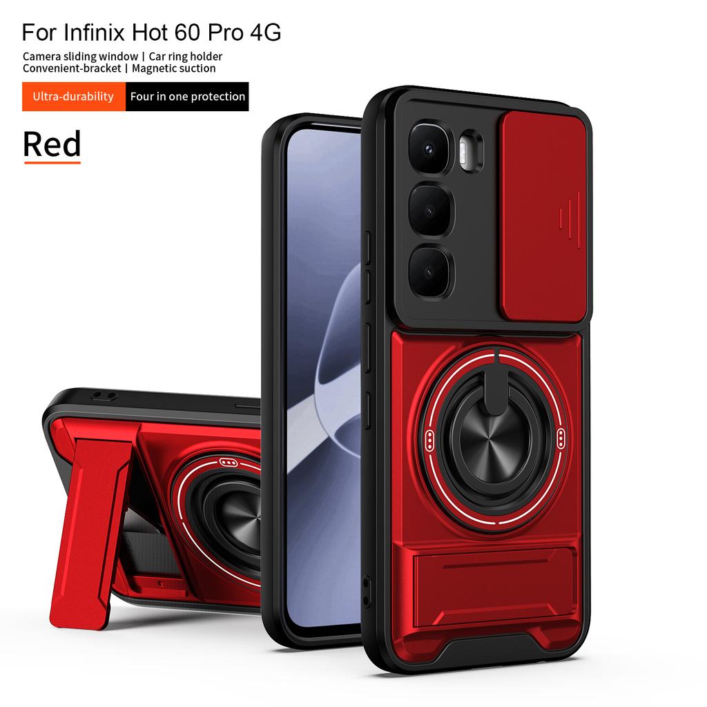 For Infinix Hot 60 Case IInfinix Hot 60i Cover Hot 60 Pro + Magsafe Magnetic Fold Holder Military Armor Camera Protection Cover