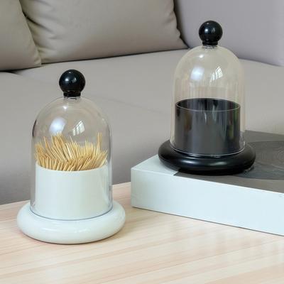 Dispensador de Palitos de Dente com Tampa de Domo Transparente, Recipiente Moderno para Armazenamento de Palitos de Dente, Caixa Porta-Palitos de Dente para Mesa de Jantar da Cozinha