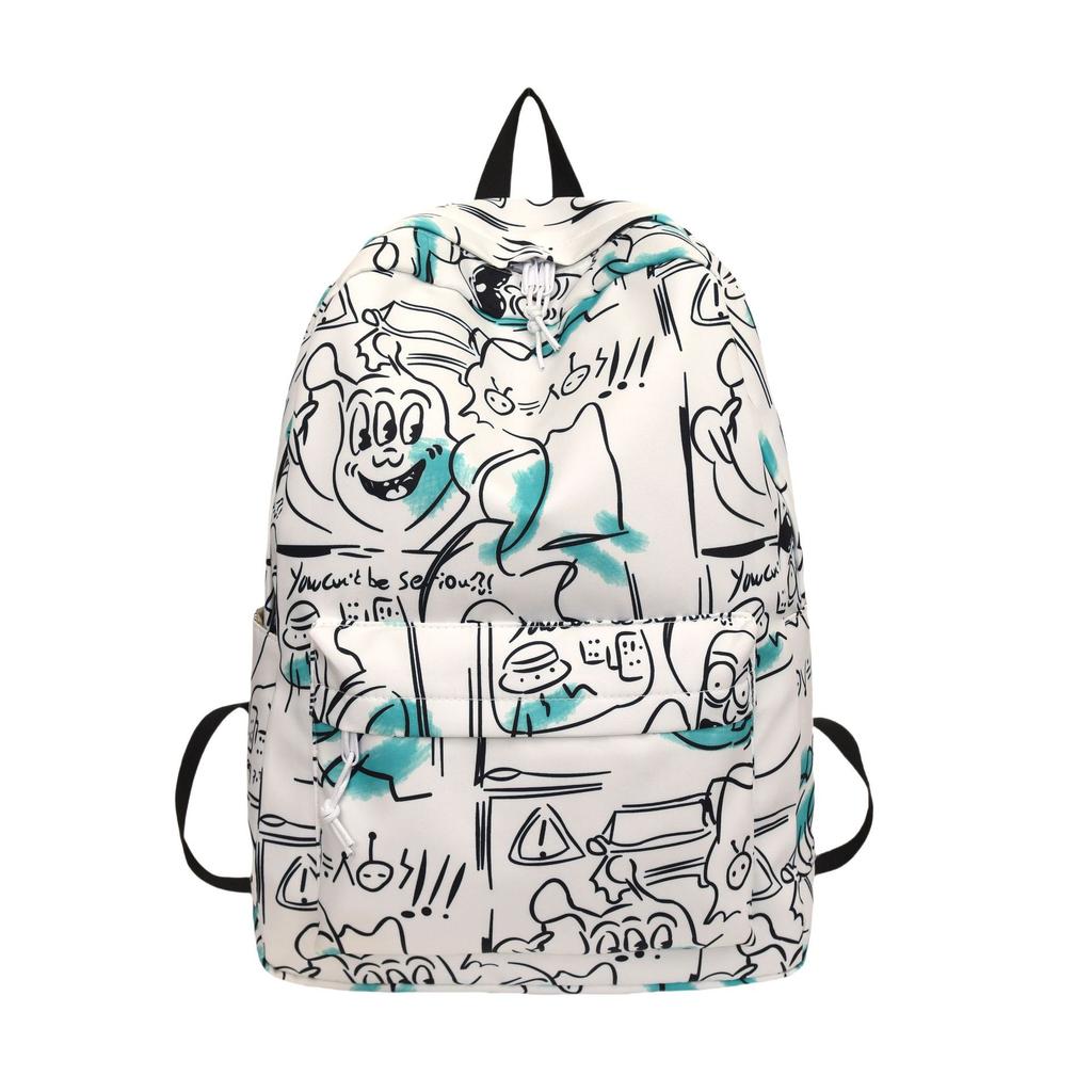 Schoolbag new schoolbag large capacity backpack graffiti printing Korean version high school student trend backpack leisure student backpack