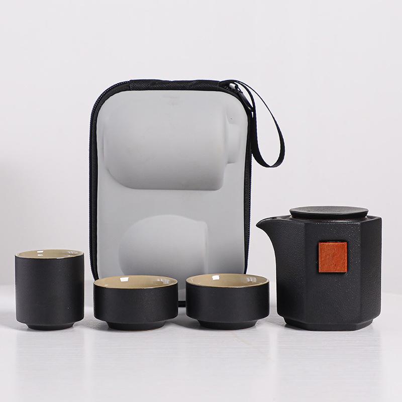 

Portable light luxury express cup one pot three cups ceramic simple creative travel tea set outdoor storage bag brewing teapot