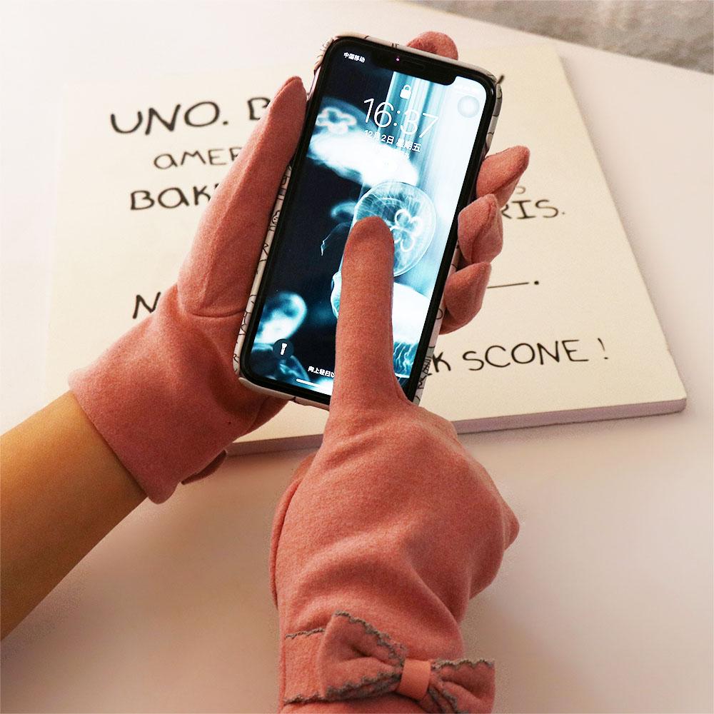 Accessories Bow Solid Color Korean Style Mittens German Fleece  Gloves Women's Gloves