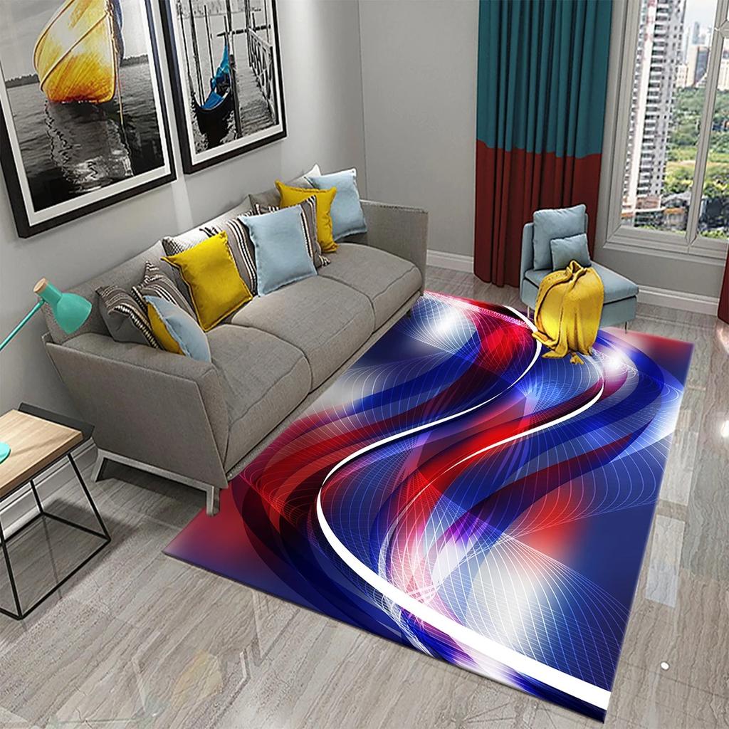 3D bunter fließender Linienwirbel Teppich Stilvoller moderner abstrakter Teppich Wohnzimmer Schlafzimmer Dekor Teppiche Badezimmer rutschfest