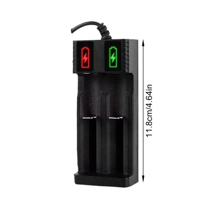 1/2 Slot Charging Adapter Rechargeable Battery for 18650 3.7V Battery USB Fast Charging with LED Status Display for Travel