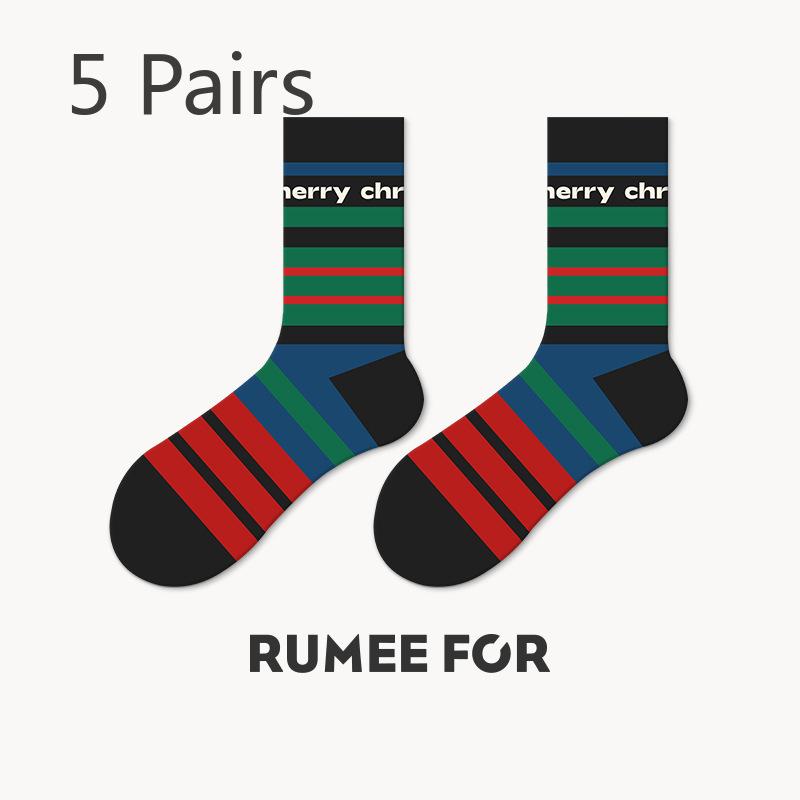 5 Pairs of Ladies Winter Fashion New Christmas Lovely Home Tube Socks