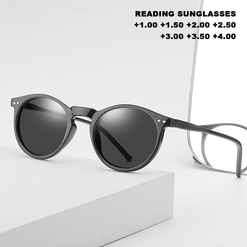Retro Vintige Round Frame Reading Sun Glasses UV400 Eye Protection Presbyopia Eyewear With Diopters +1.0+1.5+2.0+2.5+3.0+3.5+4.0