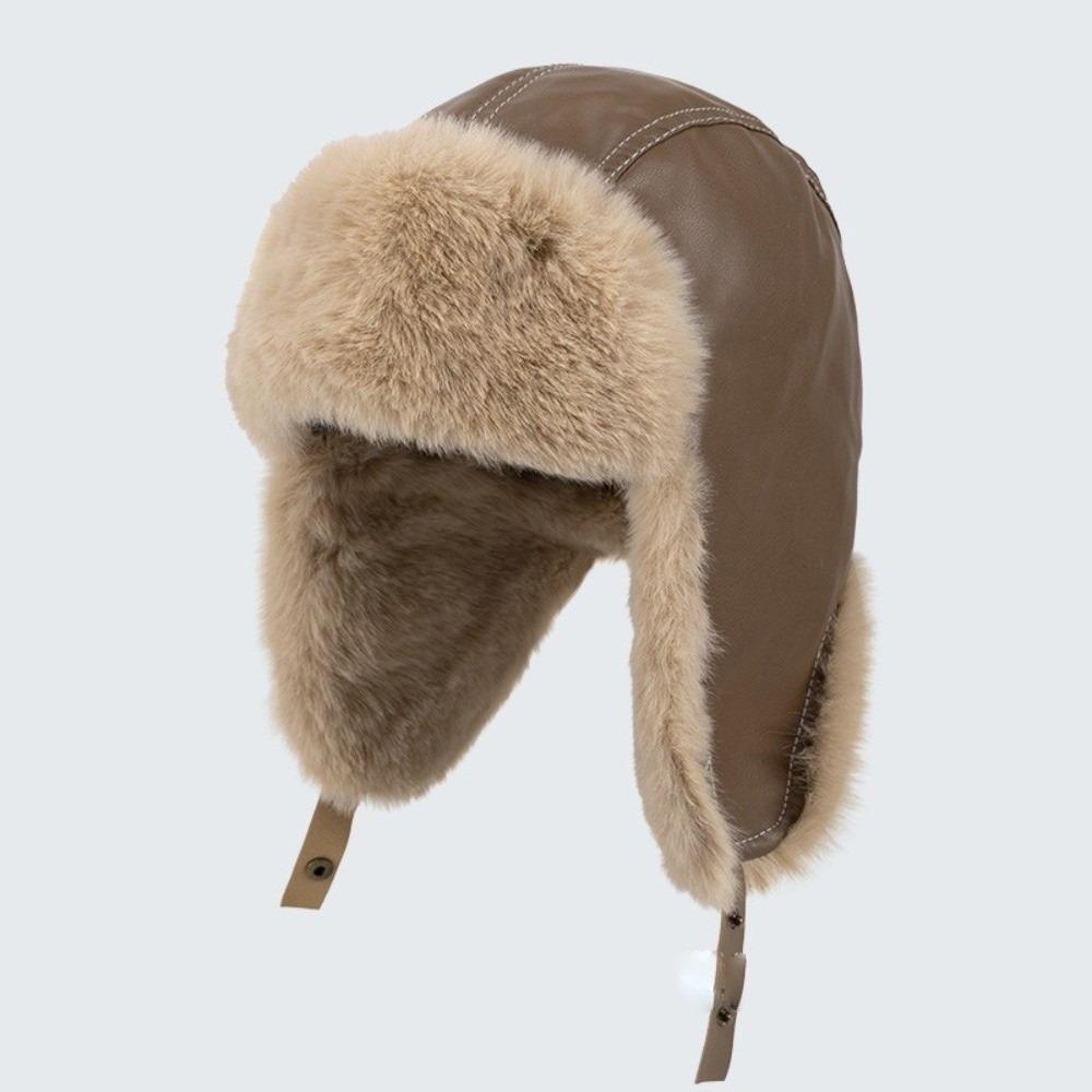 Warm Lei Feng Hat PU Pullover Cap New Ear Protection Hat  Gift