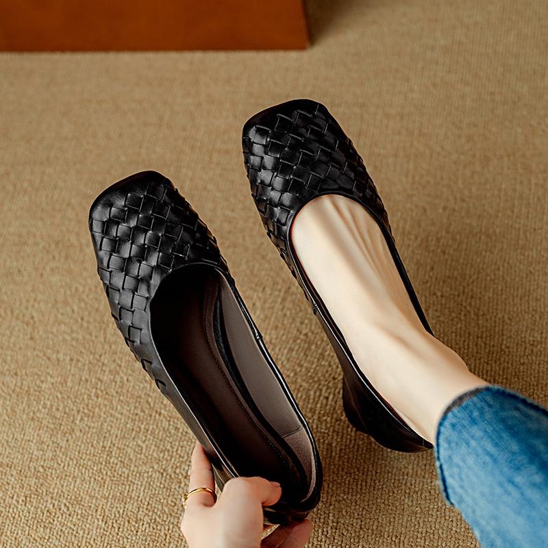 Fashion Woman Fashion Heeled Sandals Summer Dress Shallow Shoes Weave Retro Women Shoes 2025 New Designer Trend Walking Zapatos De Mujer