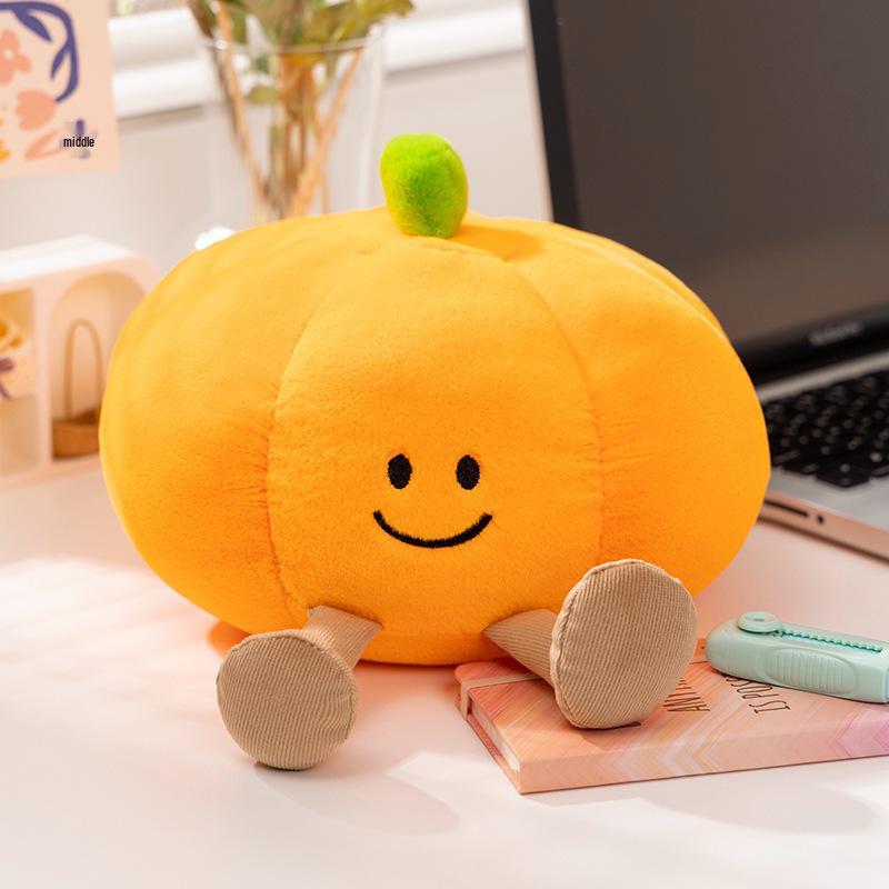Spooky Pumpkin Ghost Plush Halloween Decoration Smiling Pumpkin Small 18cm (0.15kg)