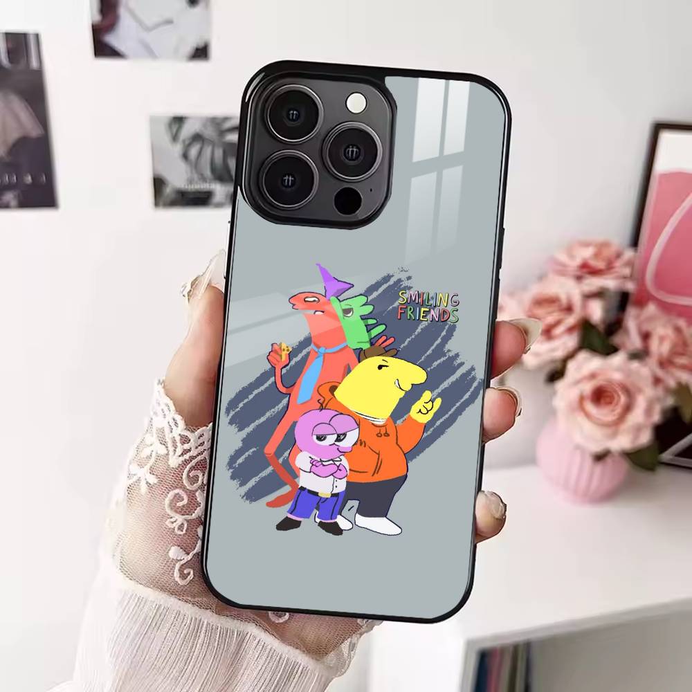 Cartoon S-Smiling friends Phone Case For iPhone 17 16 15 14 13 12  Pro Max Plus for Magsafe Mirror Wireless Magnetic Cover