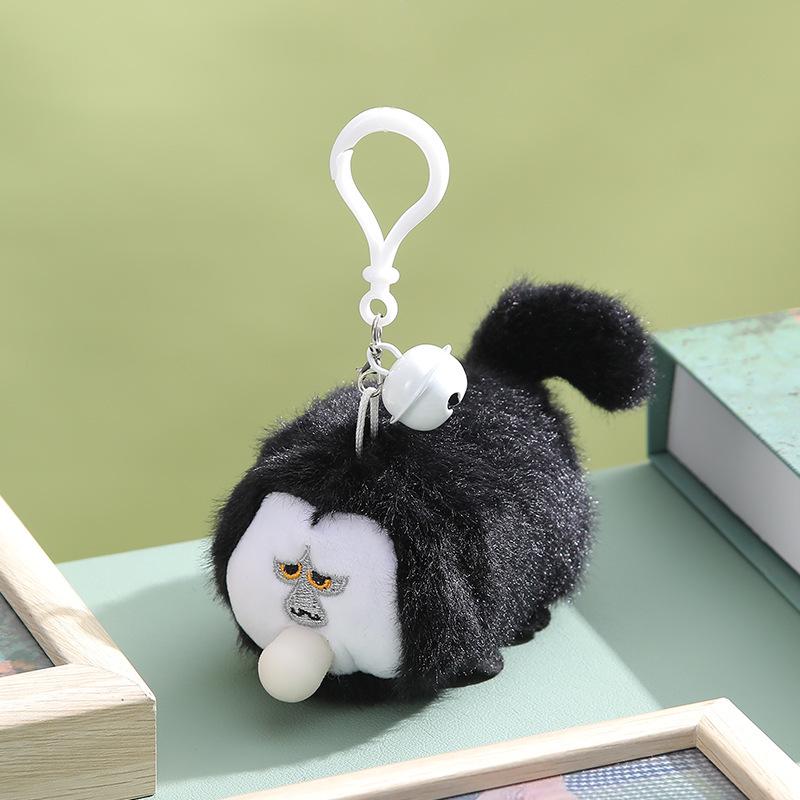 Capybara Blowing Bubbles: Plush Toy Keychain with Wagging Tail
