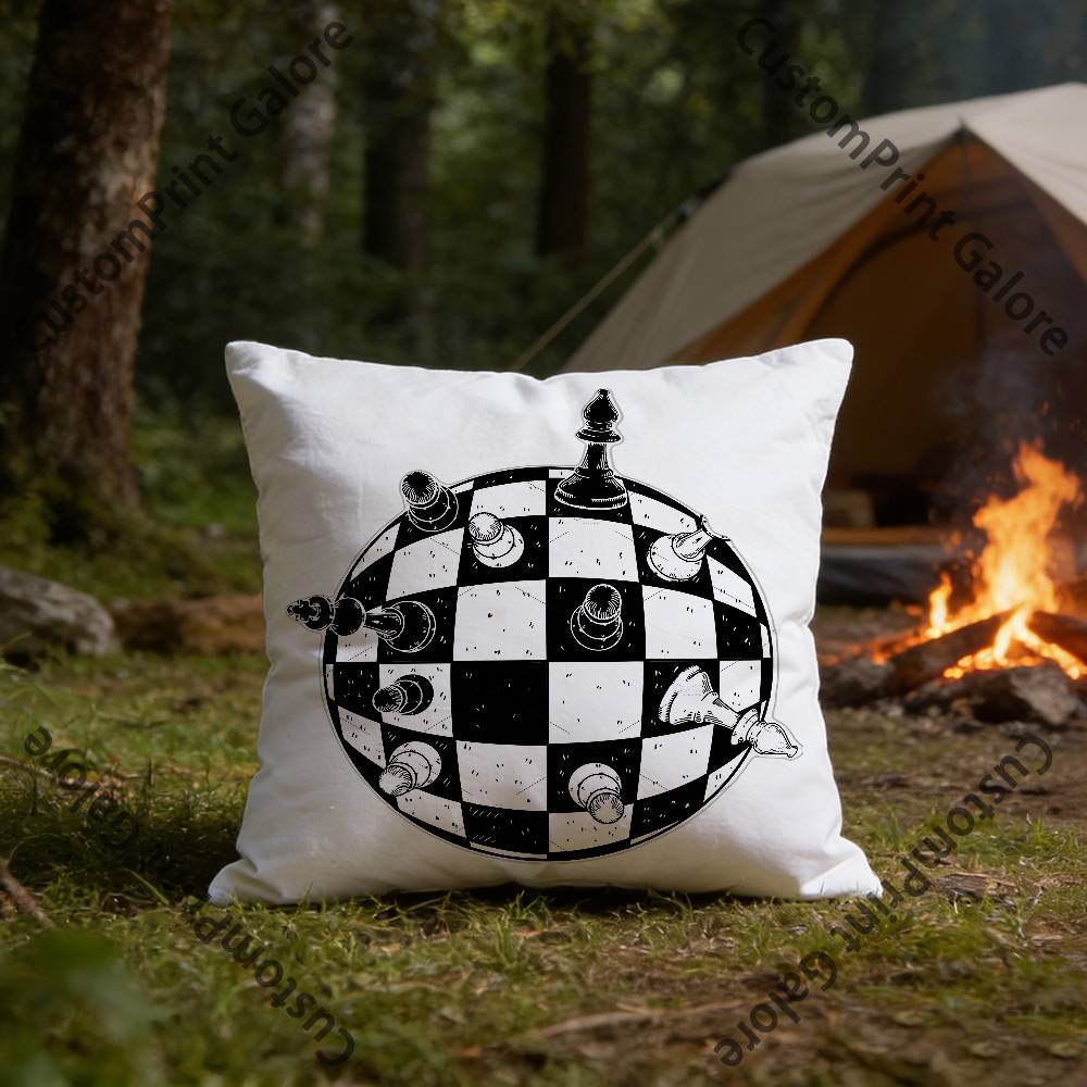 Chess Board HD Print Square Pillow Cover Polyester Lightweight Customizable for Home Office Sofa Decor