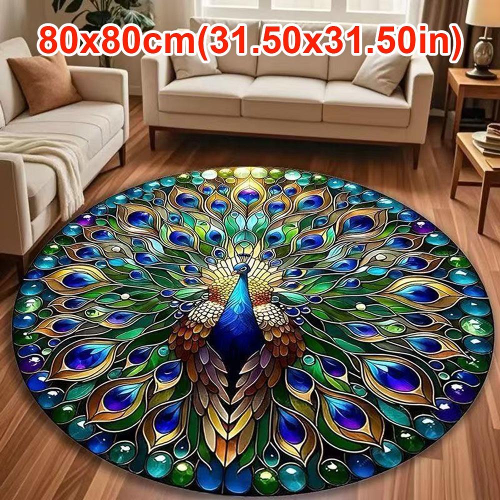 Special-shaped Peacock Carpet Non-slip Door Gasket Blanket  for Living Room Tea Table Bedside