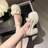 Mary Jane High Heels Women's 2025 New French Retro Versatile Temperament Thick Heel Single Shoes Gentle Style Bridesmaid Shoes