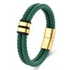 Mens Black Leather Braided Bracelet DIY Cuff Personalized Handmade Jewelry Trendy Accessory
