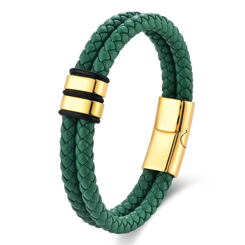 Mens Black Leather Braided Bracelet DIY Cuff Personalized Handmade Jewelry Trendy Accessory