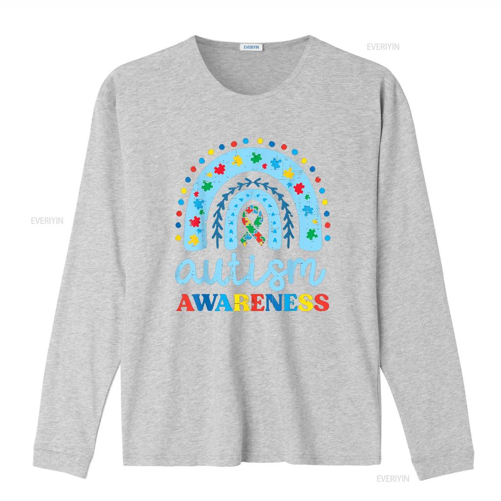 Autism Awareness Blue Rainbow Ribbon Asd Boys Kids T Shirt vintage Washed fashion Versatile Unisex Breathable homme Stretched