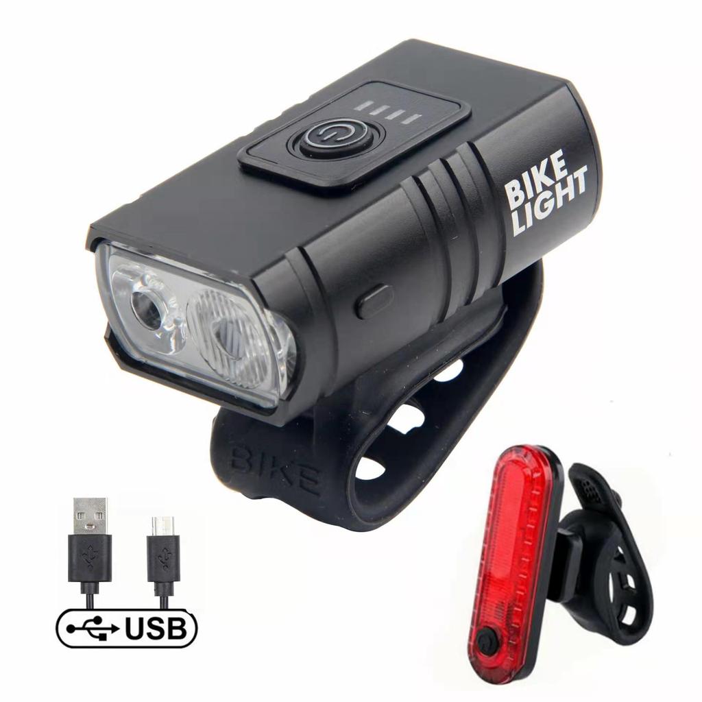Dual T6 Aluminum Bike Headlight Set: High/Low Beam, USB Charging, Front & Rear Lights for Outdoor Riding