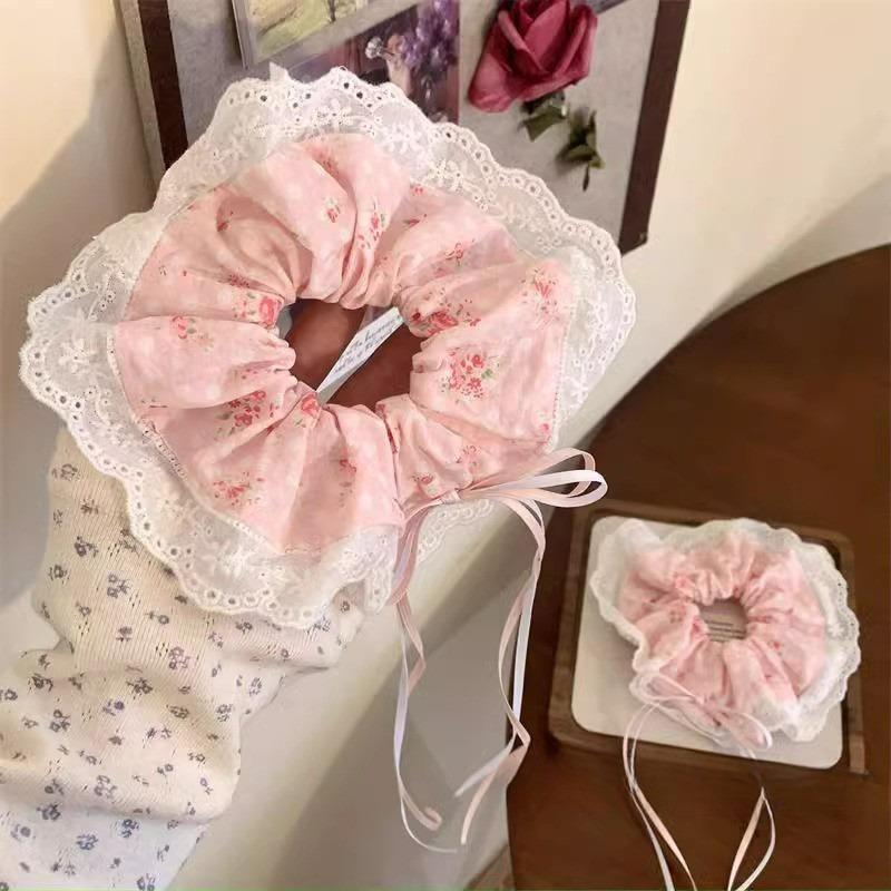 1PCs New Style Heavy Hand Made Milk Blue Check Love Lace Four Layer Large Bowel Hair Circle Sweet Ballet Ball Rope