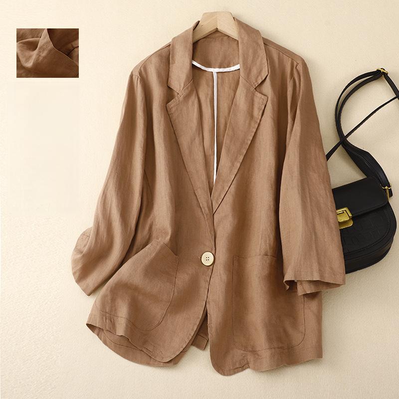 

2026 New Casual Three-Quarter Sleeve Short Jacket for Women, Solid Color Blazer XL