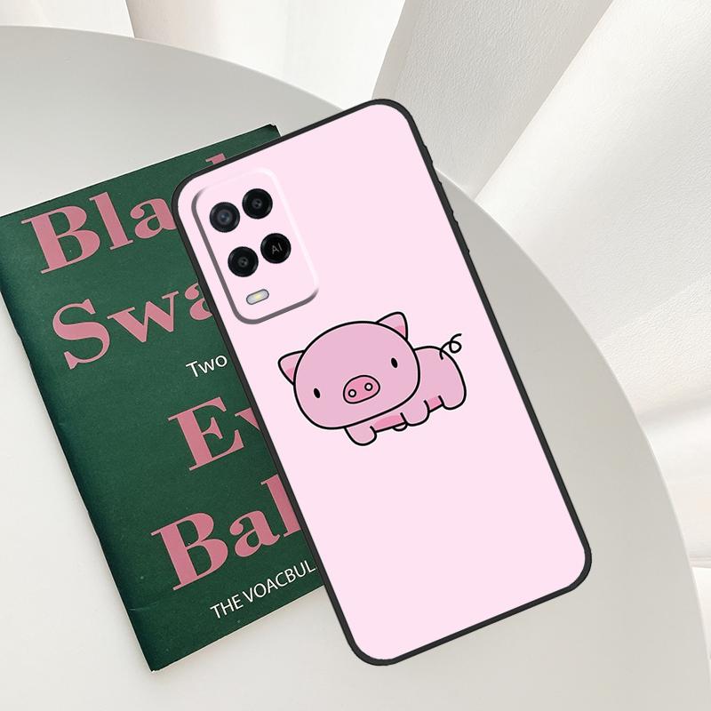 Cute Pink Pig Case For Oppo A52 A72 A76 A96 A54 A74 A94 A54S A57S A58 A78 A98 A57 A77 A15 A16 A17 Cover