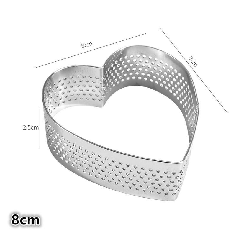 

Перфорированные кольца для тартов в форме сердца с отверстием из нержавеющей стали, дно для тарта, башня, фруктовый пирог, киши, кольцо для торта, форма для выпечки мусса 8cm