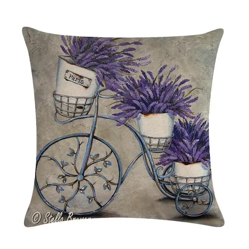 45X45Cm Decorative Throw Pillows Case Purple Lavender Flower Pillowcase Decorations Home Navidad Decor Flower Floral Decor
