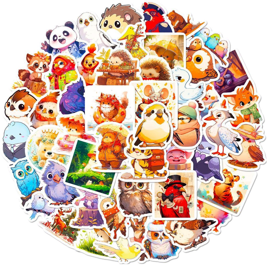 50 Fairy Tale Creative Stickers for Small Animals New Products Temu Cartoon Animal Bird Graffiti