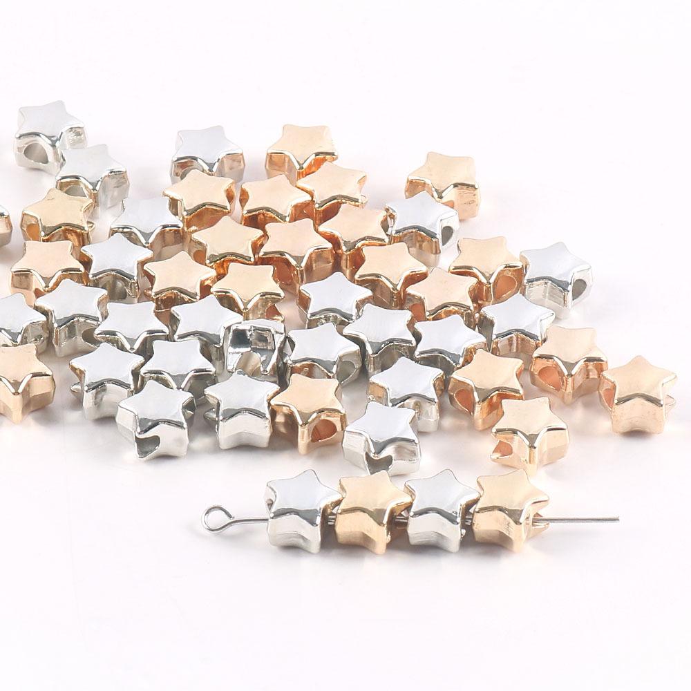 Ccb Love Star Loose Beads Beaded Straight Hole Peach Heart Five-Pointed Star Bead Spacer Pendant Diy Handmade Necklace Jewelry Accessories