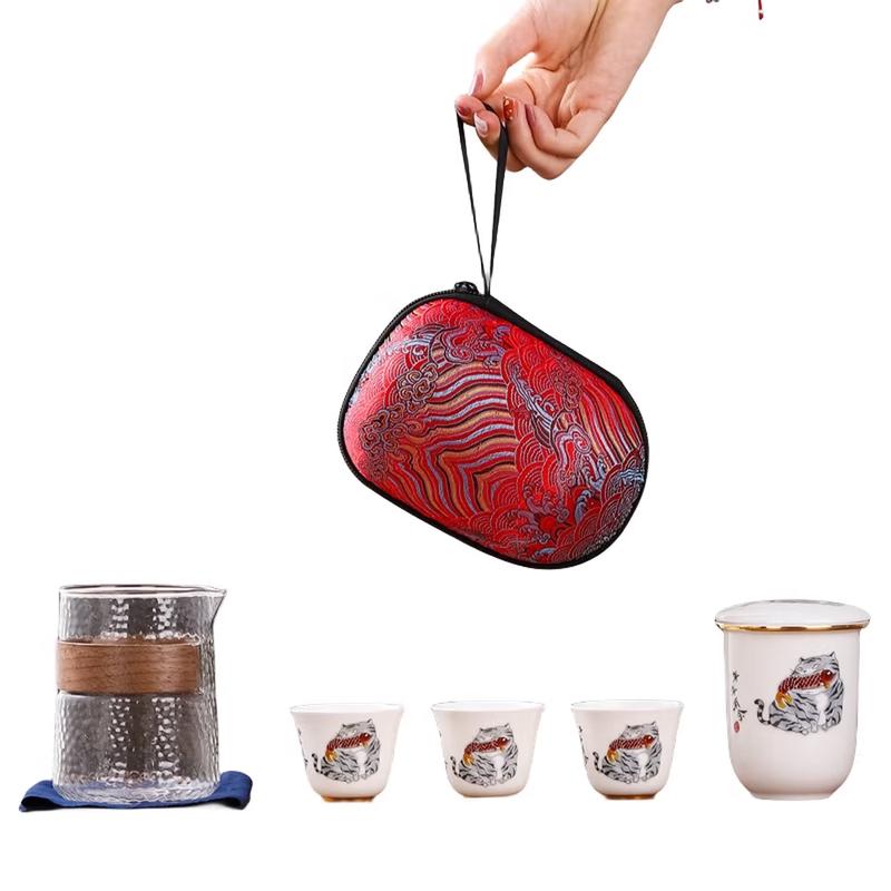 White Porcelain Zen Quick Tea Set - 1 Pot, 3 Cups