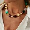 Colorful Beaded Necklace for Women, Multi-Color Irregular Resin Beads Choker, Bohemian Statement Jewelry