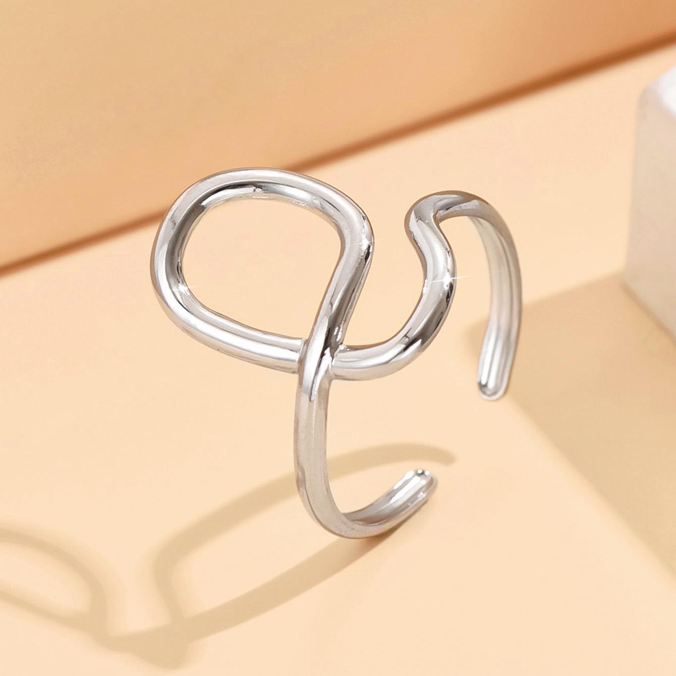 Trendy Adjustable Irregular Cross Design Stainless Steel Ring for Women