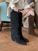 Super Fire Boots Women's Thick Heel Pants Boots But Knee Brown Maillard Western Cowboy Knight Boots