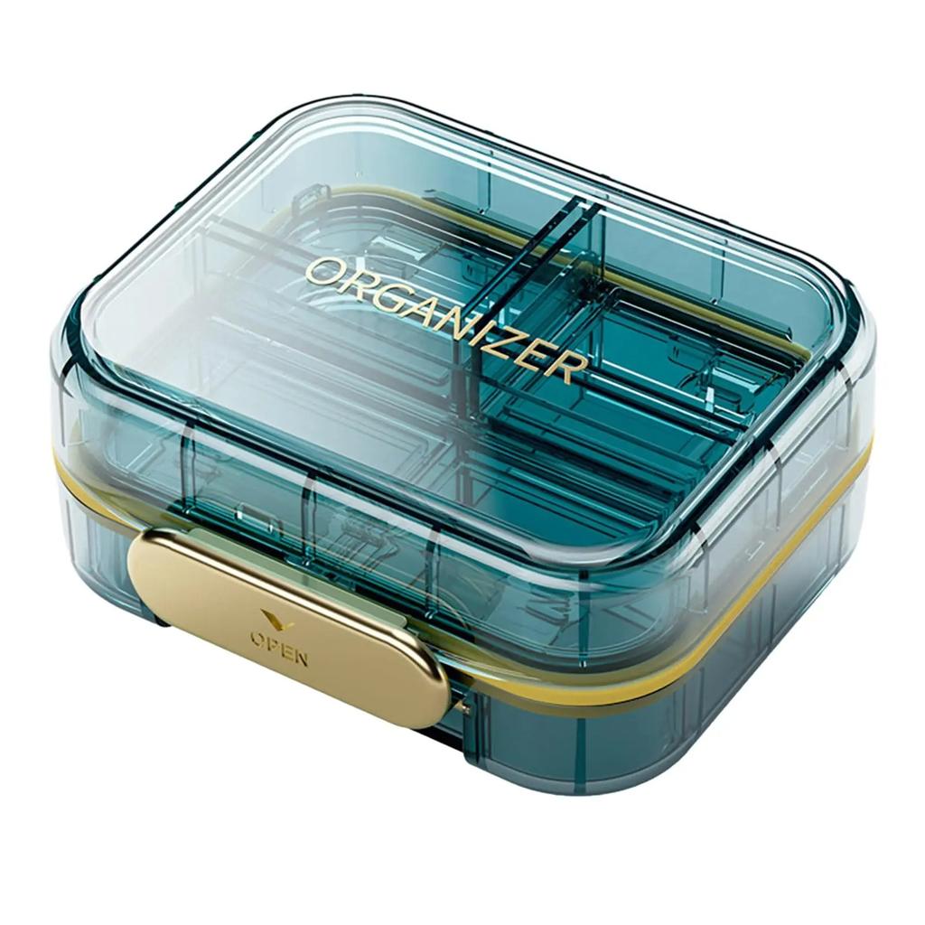 7 Compartments Portable Bilayer Pill Case Travel Moisture Proof Pill Box for Tablets Vitamins Medication Weekly Pill Organizer