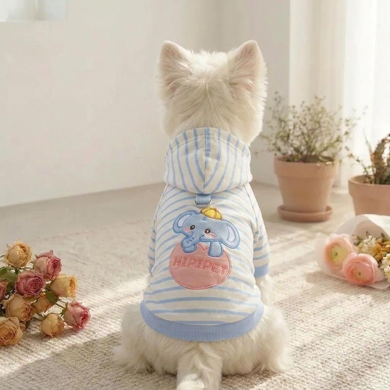 Kışlık Evcil Hayvan Kapüşonlusu, Karikatür Çizgili Fil Köpek Giysileri, Küçük ve Orta Boy Köpekler ve Maltese İçin Sıcak Sweatshirt